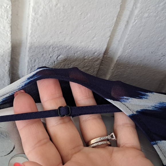 DKNY Navy Lined Belted Sheer Overla Maxi Dress Size 4 - Picture 7 of 13